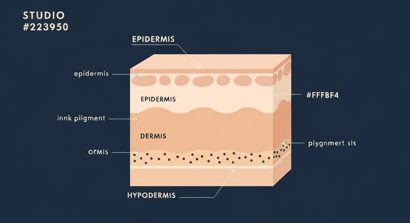 Hautschichten Permanent Make-up Pigment Einbringung Infografik